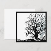 Abstract modern zwart boomsilhouet wit kaart (Voorkant / Achterkant)