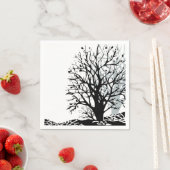 Abstract modern zwart boomsilhouet wit servet (Insitu)