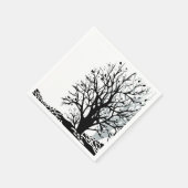 Abstract modern zwart boomsilhouet wit servet (Hoek)