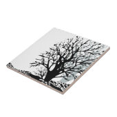 Abstract modern zwart boomsilhouet wit tegeltje (Zijkant)