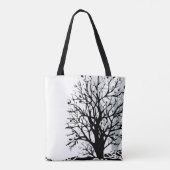 Abstract modern zwart boomsilhouet wit tote bag (Achterkant)