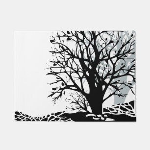 Abstract modern zwart de schaduwwit van het deurmat