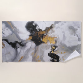 Abstract Modern Zwart, Goud en Grijs Strandlaken