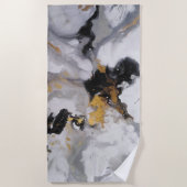 Abstract Modern Zwart, Goud en Grijs Strandlaken (Voorkant)