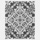 Abstract modern zwart ornament decor mozaïek fleece deken (Voorkant)