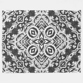Abstract modern zwart ornament decor mozaïek fleece deken (Voorkant (Horizontaal))
