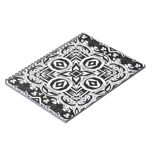 Abstract modern zwart ornament decor mozaïek notitieboek (Linkerzijde)