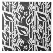 Abstract modern zwart ornament decor mozaïek tegeltje (Voorkant)