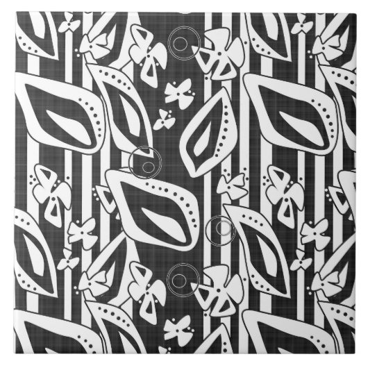 Abstract modern zwart ornament decor mozaïek tegeltje (Voorkant)