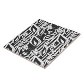 Abstract modern zwart ornament decor mozaïek tegeltje (Zijkant)