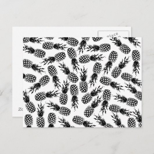 Abstract modern zwart-wit anananassepatroon briefkaart (Voorkant / Achterkant)