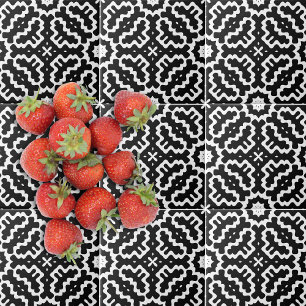 Abstract modern zwart-wit mozaïekpatroon tegeltje