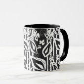 Abstract modern zwart wit ornament decor mozaïek mok (Voorkant rechts)