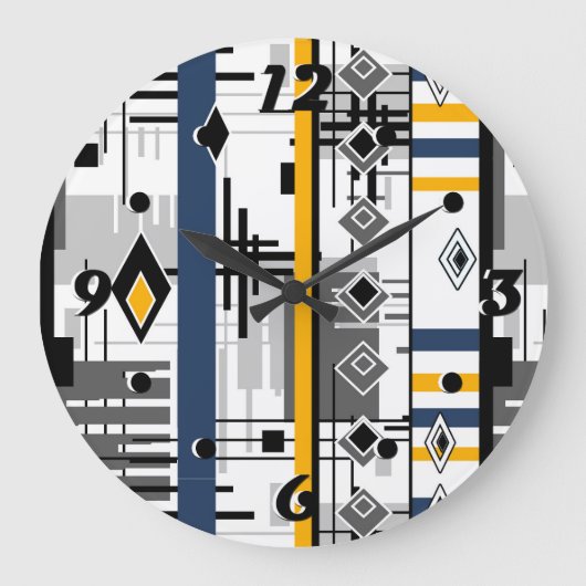 Abstract, modern zwart wit ornament geo grote klok (Voorkant)