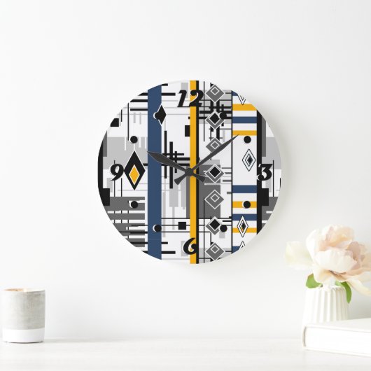 Abstract, modern zwart wit ornament geo grote klok (Huis)