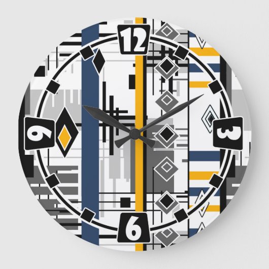 Abstract, modern zwart wit ornament geo grote klok (Voorkant)