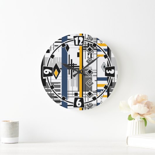 Abstract, modern zwart wit ornament geo grote klok (Huis)