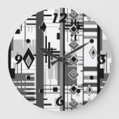 Abstract, modern zwart wit ornament geo grote klok (Voorkant)