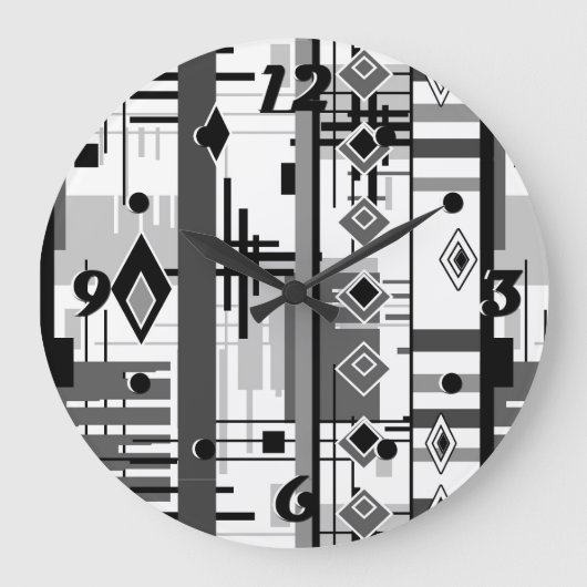 Abstract, modern zwart wit ornament geo grote klok (Voorkant)