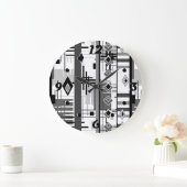 Abstract, modern zwart wit ornament geo grote klok (Huis)