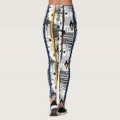 Abstract, modern zwart wit ornament geo leggings (Achterkant)