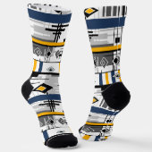 Abstract, modern zwart wit ornament geo sokken (Gebogen)