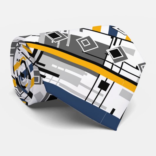 Abstract, modern zwart wit ornament geo stropdas (Opgerold)