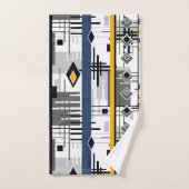 Abstract, modern zwart wit ornament geomet bad handdoek (Handdoek)