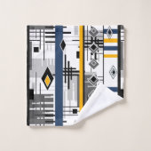 Abstract, modern zwart wit ornament geomet bad handdoek (Wasdoekje)