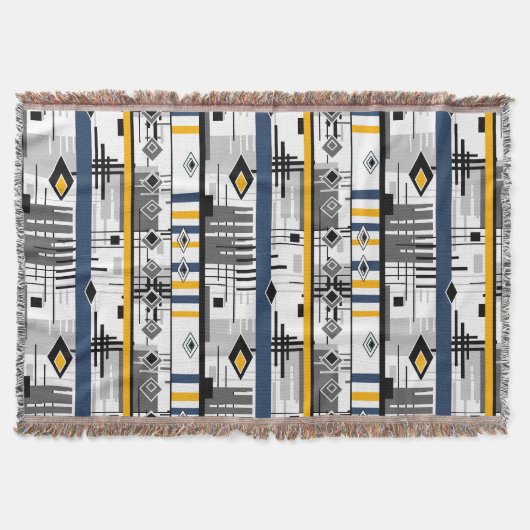 Abstract, modern zwart wit ornament geomet deken (Voorkant)