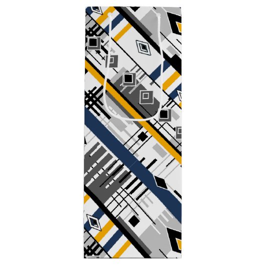 Abstract, modern zwart wit ornament geomet wijn cadeautas (Voorkant)