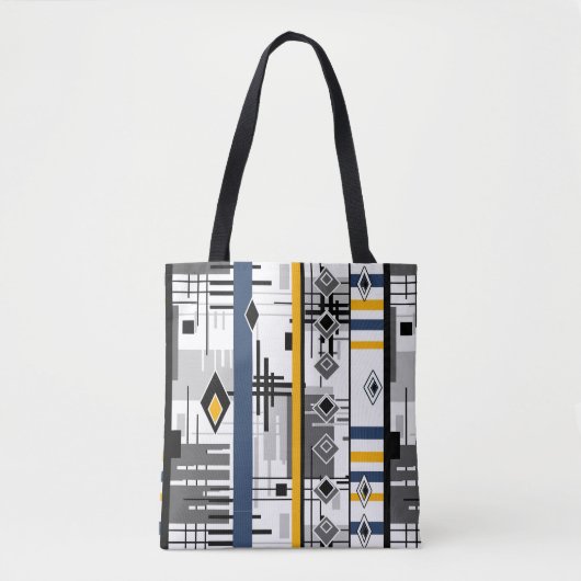 Abstract modern zwart wit ornament tote bag (Voorkant)
