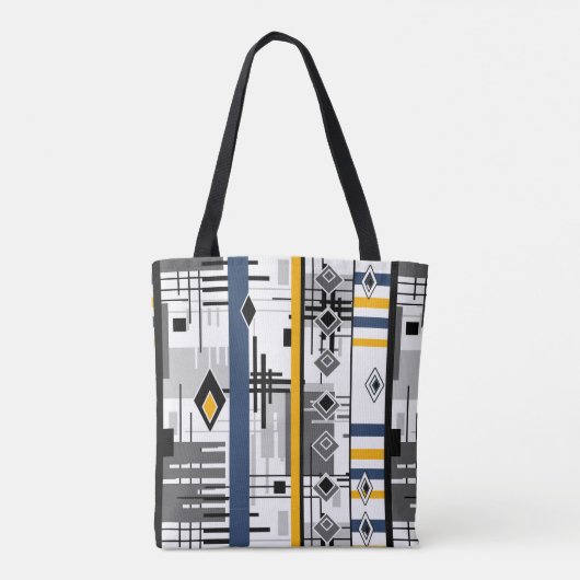 Abstract modern zwart wit ornament tote bag (Achterkant)