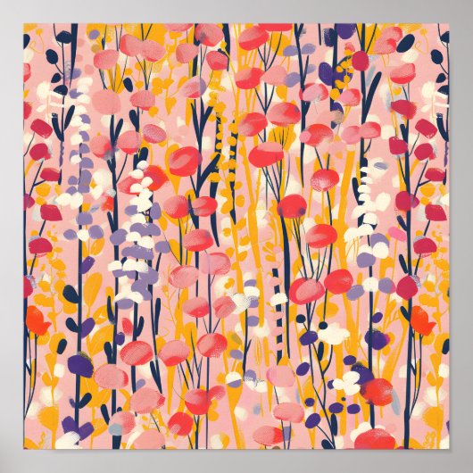 Abstract Moderne Bloementuin Botanische Tuin Poster (Voorkant)