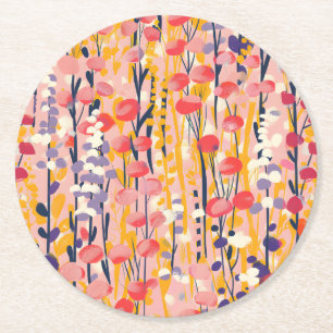 Abstract Moderne Bloementuin Botanische Tuin Ronde Kartonnen Onderzetter