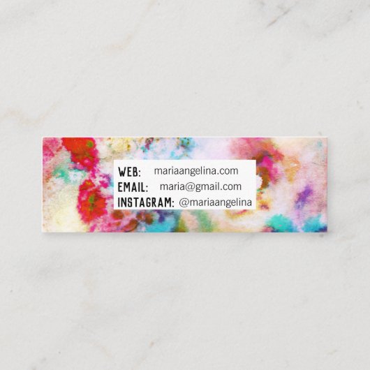 Abstract Moderne Waterverf blauw roze Mini Visitekaartje (Achterkant)