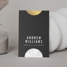 Abstract Modernist Marmer, Goud, DK Grey Designer Visitekaartje