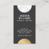 Abstract Modernist Marmer, Goud, DK Grey Designer Visitekaartje (Achterkant)