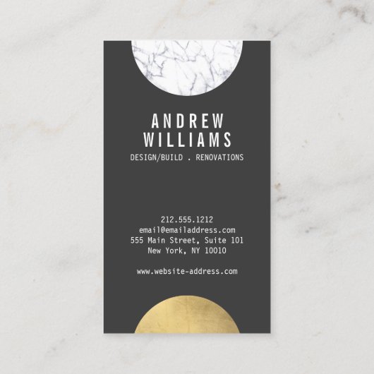 Abstract Modernist Marmer, Goud, DK Grey Designer Visitekaartje (Achterkant)