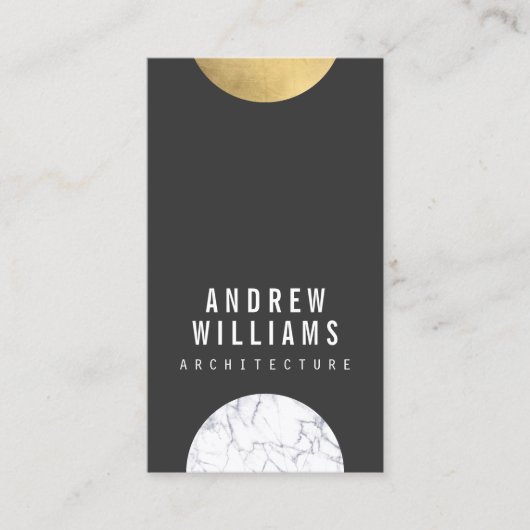Abstract Modernist Marmer, Goud, DK Grey Designer Visitekaartje (Voorkant)