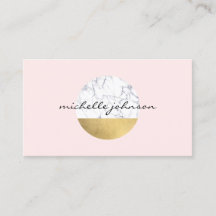 Abstract Modernist Marmer/Gouden Cirkel Logo Roze 