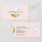 Abstract Modernist Marmer/Gouden Cirkel Logo Roze  Visitekaartje (Voorkant / Achterkant)