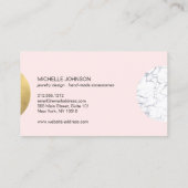 Abstract Modernist Marmer/Gouden Cirkel Logo Roze  Visitekaartje (Achterkant)