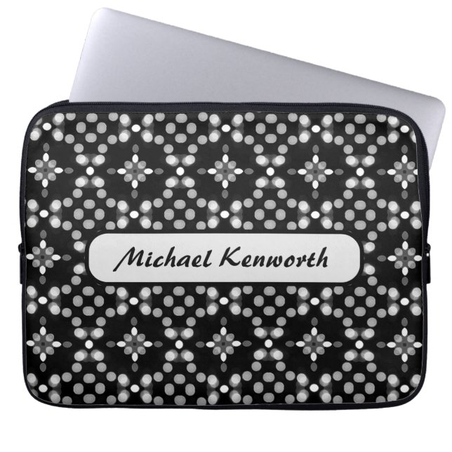 Abstract Monochrome Bokeh Stippen Patroon Laptop Sleeve (Voorkant)