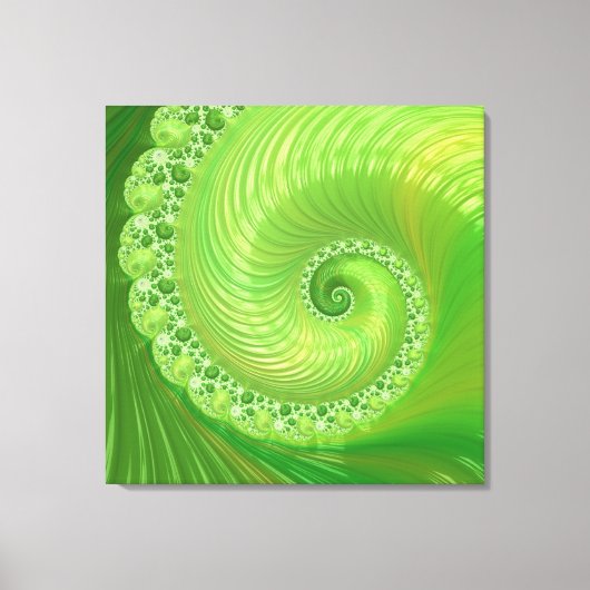 Abstract Monochrome groene wervelfractal Canvas Afdruk (Voorkant)