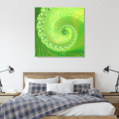 Abstract Monochrome groene wervelfractal Canvas Afdruk (Insitu (Slaapkamer))