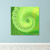 Abstract Monochrome groene wervelfractal Canvas Afdruk (Insitu (Houten vloer))