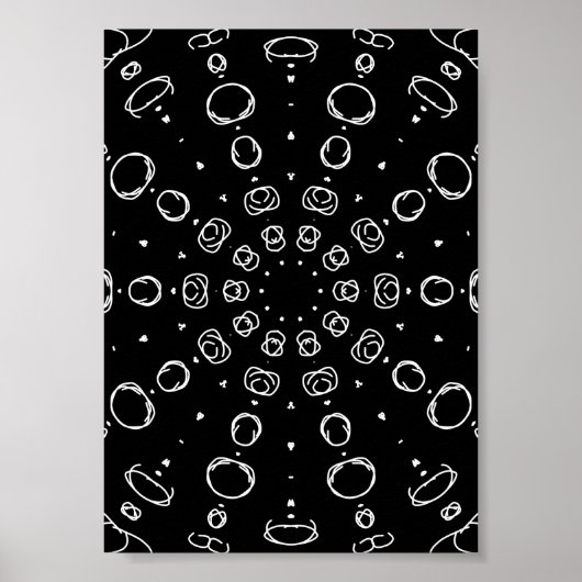 Abstract Monochrome White Mandala Geometric Patter Poster (Voorkant)