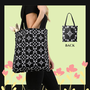 Abstract monochroom bokehstippenpatroon tote bag
