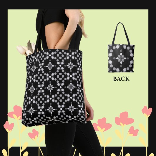 Abstract monochroom bokehstippenpatroon tote bag